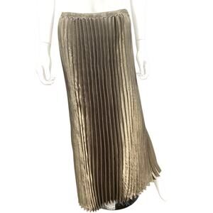 NWT Vintage Impressions Skirt Women’s SZM Long Pleated Lightweight Gold Metallic